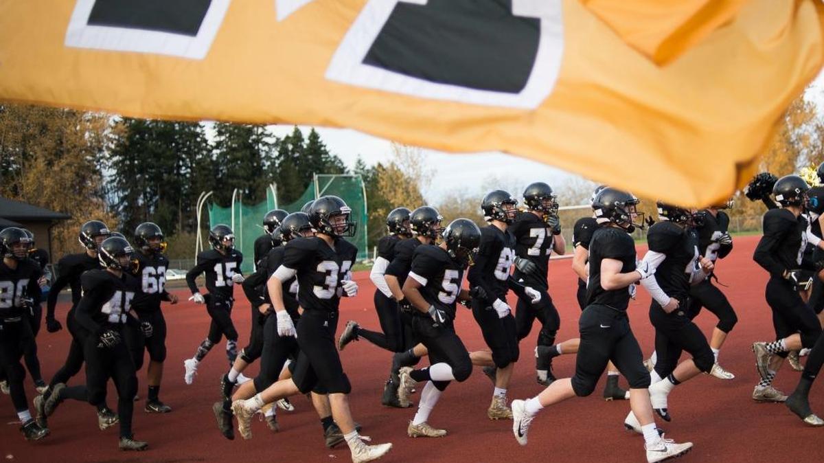 Meridian takes the field before beating Montesano 28-7 in the Class 1A state quarterfinals Saturday, Nov. 18, at Civic Stadium in Bellingham.