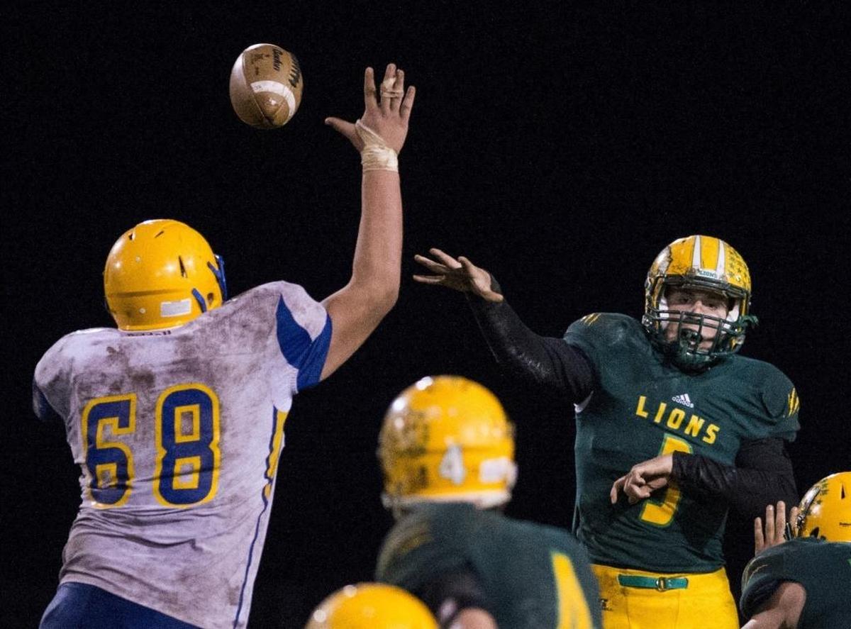 Lynden’s Sterling Somers gets off a pass against Ferndale in October of 2014.