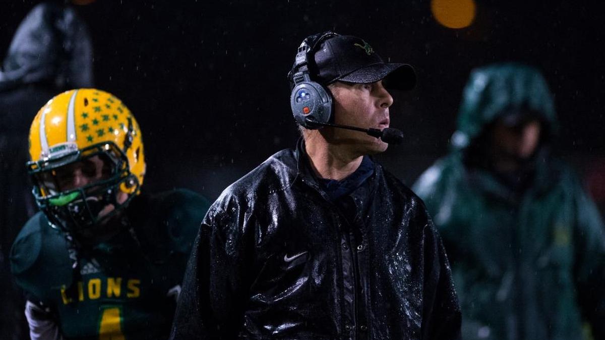 Lynden coach Curt Kramme looks toward the field during a 31-17 victory over Burlington-Edison Oct. 21 at Lynden High School.