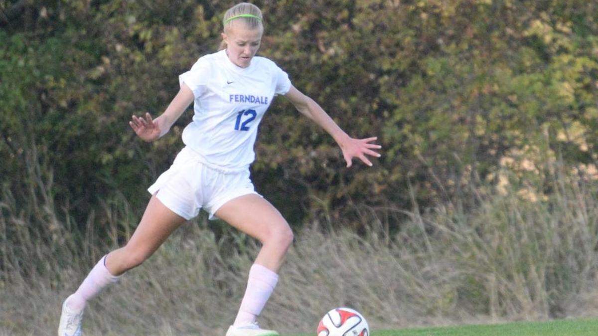 
Ferndale sophomore outside defender Elsa Ericson takes a goal kick in a prep girls’ soccer game against Sedro-Woolley on Thursday, Oct. 1, at Ferndale High School
