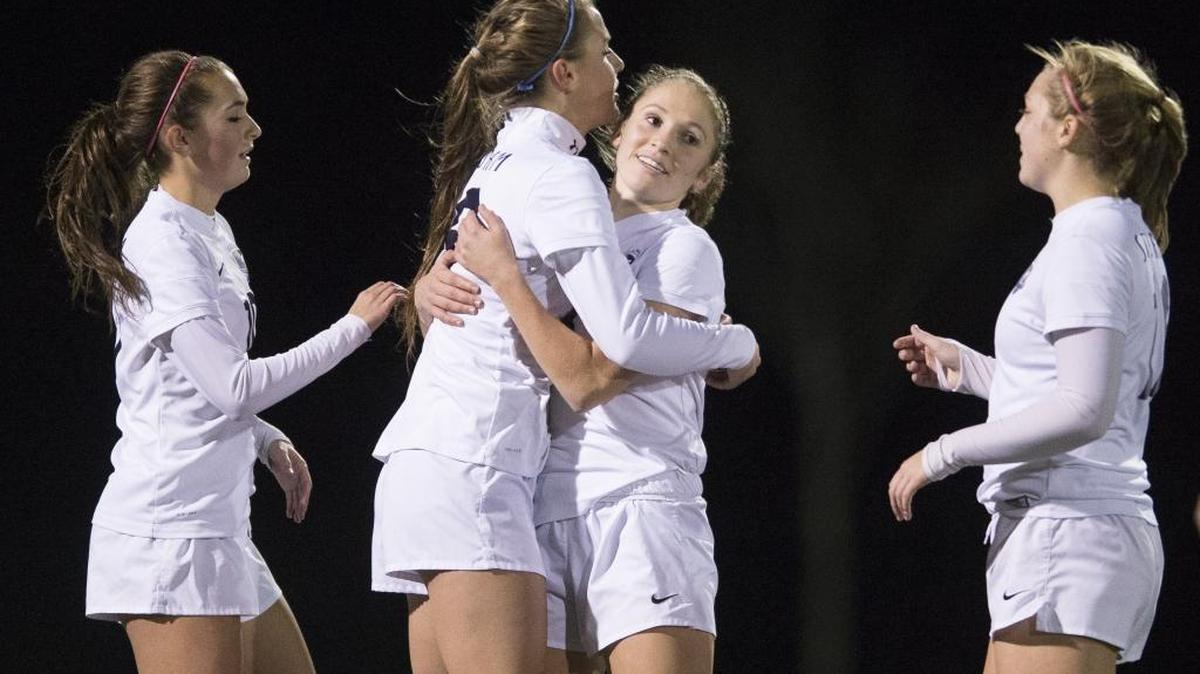 Squalicum celebrated during a 3-0 win over Steilacoom in the first round of the Class 2A State Playoffs on Tuesday, Nov. 10, at Civic Stadium.