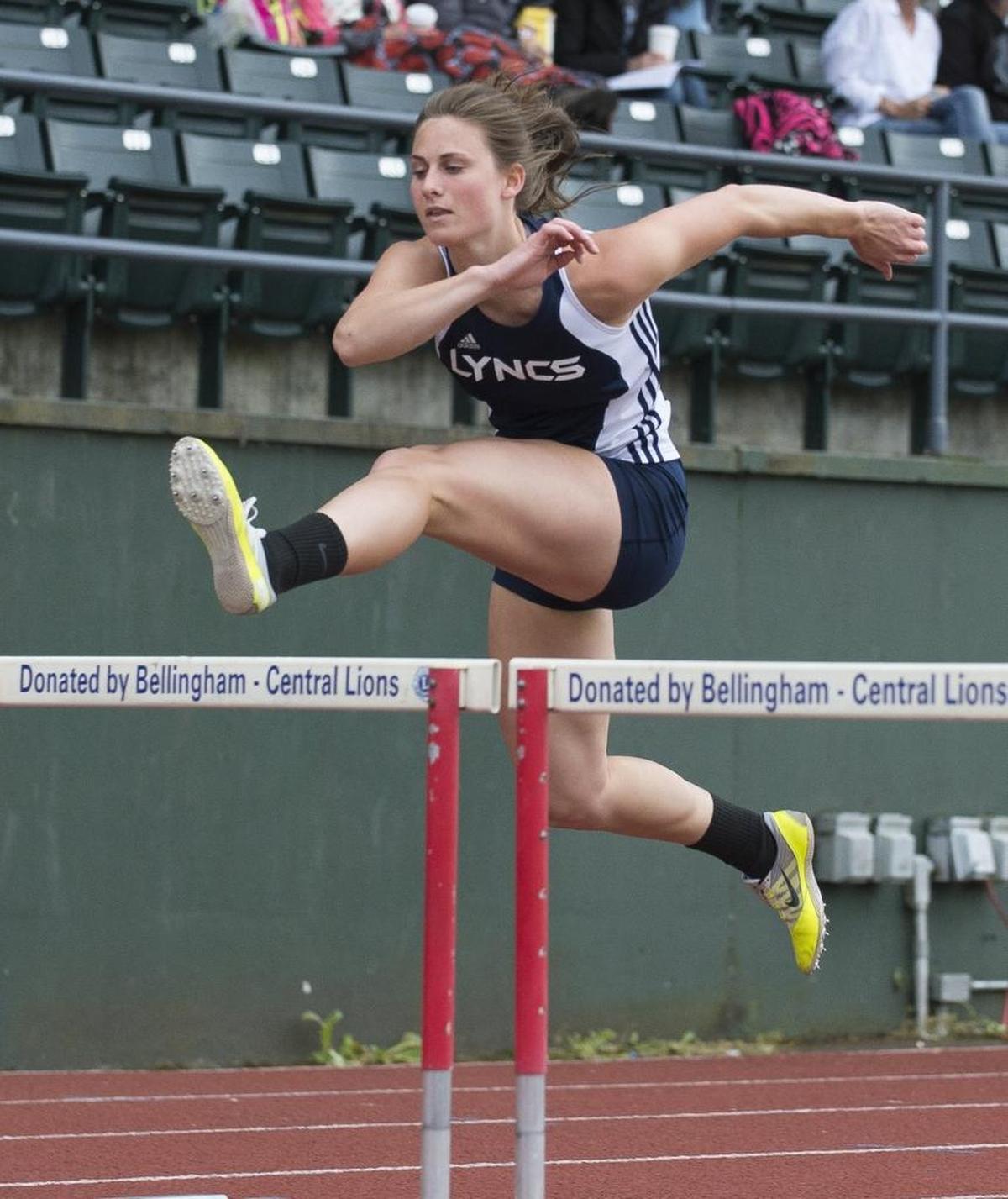 Lynden Christian’s Hannah Rusnak won state titles in the 100 hurdles in 2014 and 2015 as a freshman and sophomore.