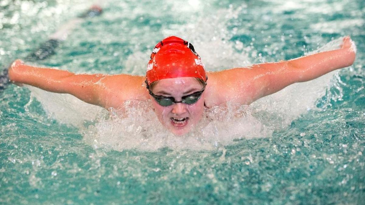 Bellingham’s Gitte Gosvig swims in a meet against Squalicum on Thursday, Oct. 15, at Arne Hanna Aquatic Center in Bellingham.