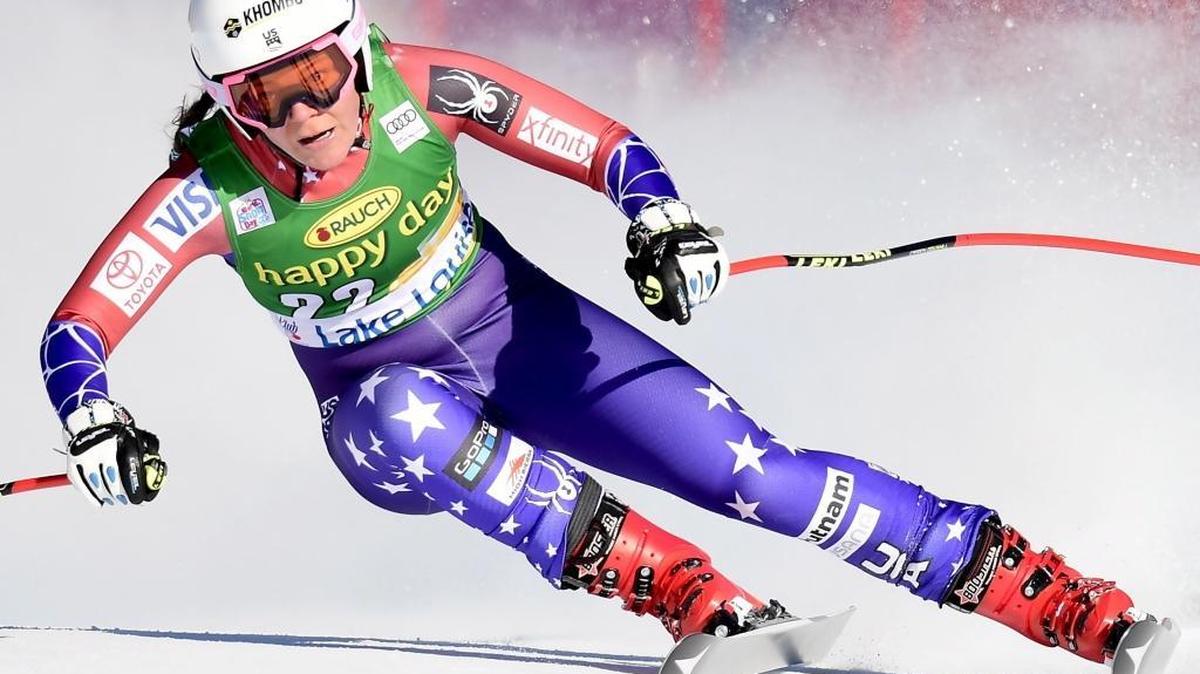 Breezy Johnson, of the United States, skis down the course during women's World Cup Super G in Lake Louise, Canada. Johnson was selected to the U.S. Ski Team’s Olympic squad on Wednesday.