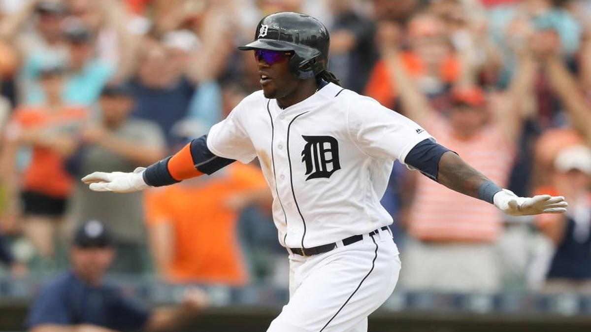 The Detroit Tigers’ Cameron Maybin scores on a wild pitch by the Seattle Mariners’ Steve Cishek in the 10th inning on Thursday, June 23, at Comerica Park in Detroit. The Tigers won, 5-4, in 10 innings.