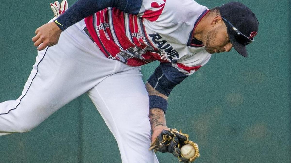 
Tacoma Rainiers outfielder Stefen Romero catches a fly ball in a game against New Orleans on June 4. Romero is one of four players that the Mariners recalled to Seattle on Sept. 1.
