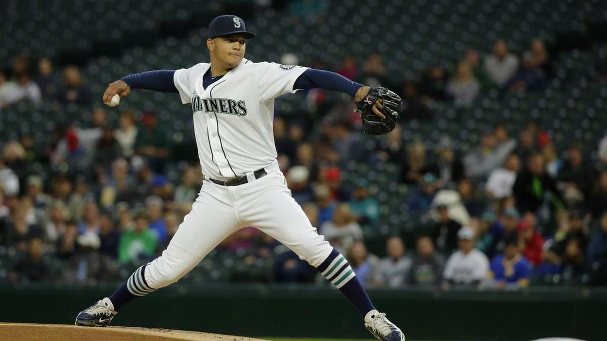 
Mariners starting pitcher Taijuan Walker threw seven strong innings against the Angels on Monday in Seattle. The start could be the last of Walker’s season, as the Mariners are keeping track of his innings thrown.
