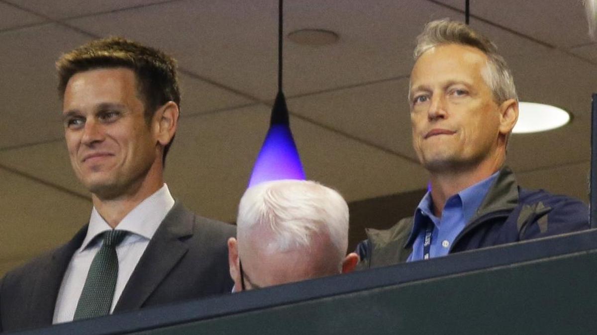 Tom Allison, right, was promoted by the Mariners from director of pro scouting to head of all of the organization’s scouting operations.