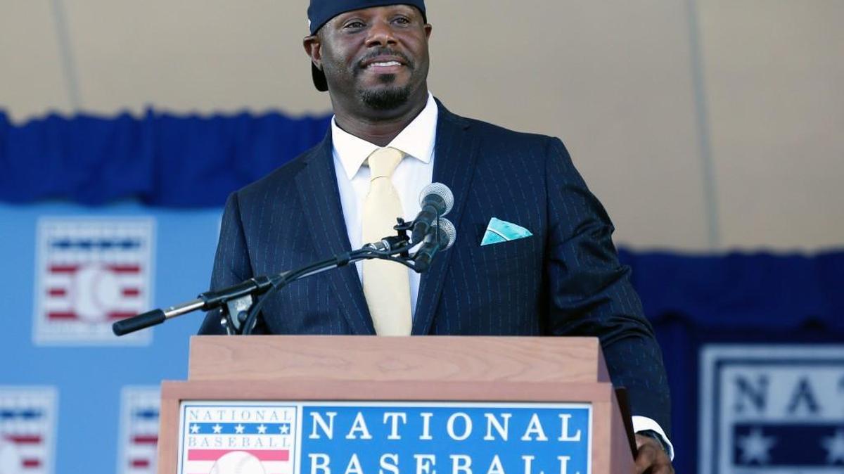 National Baseball Hall of Fame inductee Ken Griffey Jr. speaks during the induction ceremony at Clark Sports Center on Sunday, July 24, 2016, in Cooperstown, N.Y.