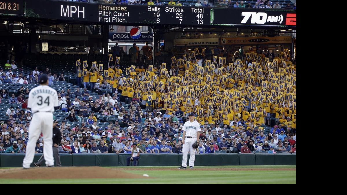 
The “King's Court” — a special section of Safeco Field where fans root for pitcher Felix Hernandez (34) — has more to cheer about Monday after Felix was named to the American League All-Star team.
