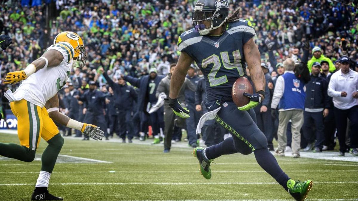 
Seahawks running back Marshawn Lynch had a $75,000 fine from the NFL rescinded Thursday as long as he agrees to make himself “available” to the media immediately. Lynch was fined after not talking to the press after the NFC Championship Game in January.
