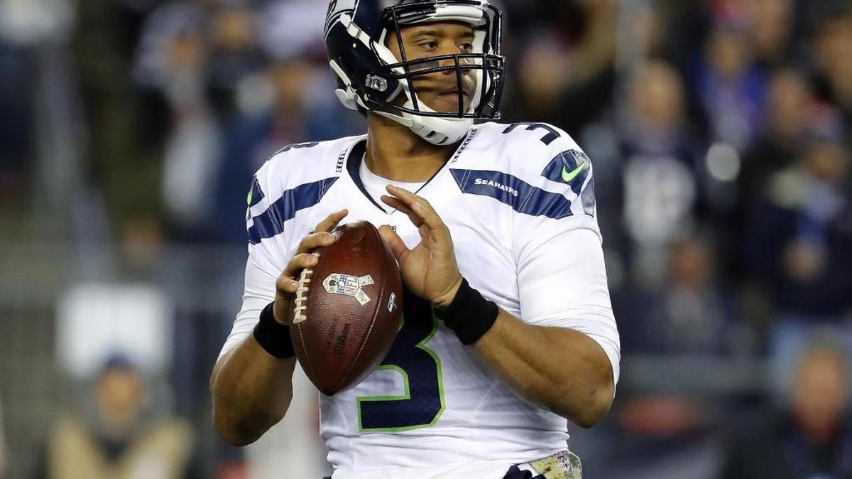 Seattle Seahawks quarterback Russell Wilson during an NFL football game against the New England Patriots.