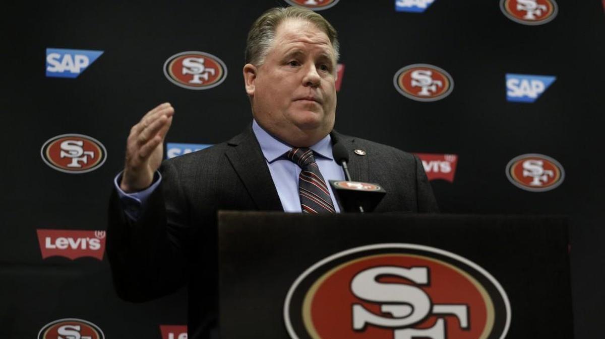 New San Francisco 49ers head coach Chip Kelly gestures during a media conference Wednesday, Jan. 20, 2016, in Santa Clara, Calif.