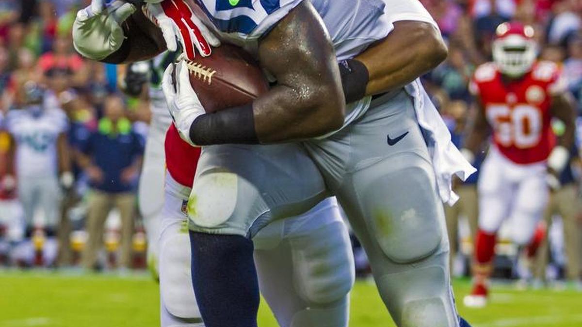 
Bellevue police charged Seahawks fullback Derrick Coleman (40) with felony vehicular assault and felony hit-and-run after a two-vehicle collision this week. 
