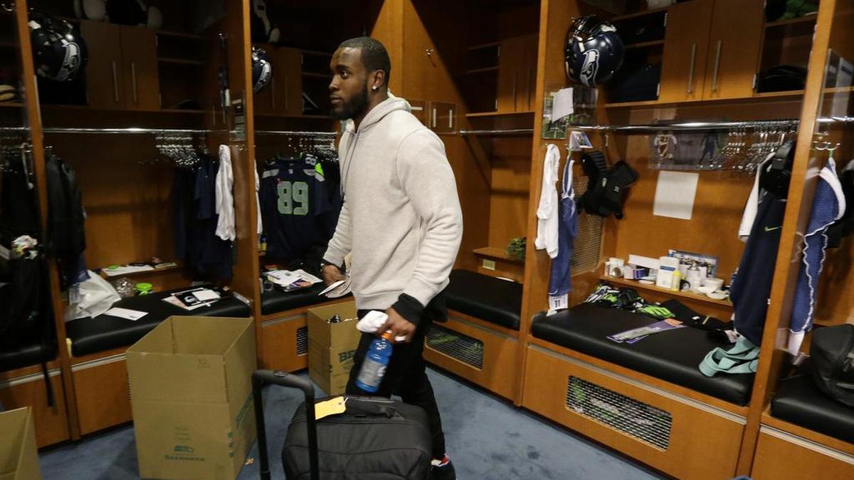 
Seattle’s Kam Chancellor walks near his locker at team headquarters Feb. 3, two days after the Seahawks lost Super Bowl 49. 
