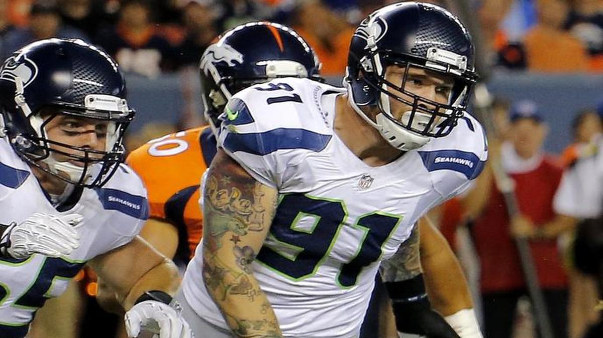 
A broken foot ended the rookie seasaon of Seahawks defensive lineman Cassius Marsh (91) after five games in 2014. Hard work during the offseason has helped increase Marsh’s speed and put him in the pass rushing mix.

