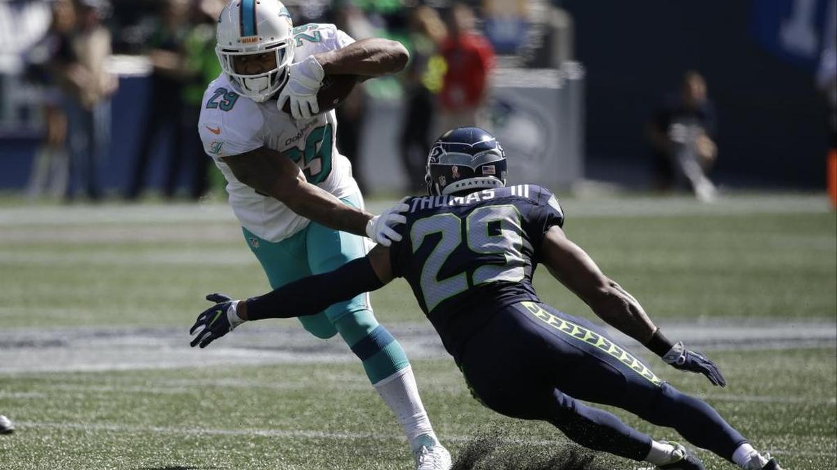 Seattle Seahawks safety Earl Thomas (29) says he was out of sync against the Miami Dolphins during an NFL football game, Sunday, Sept. 11, 2016, in Seattle.