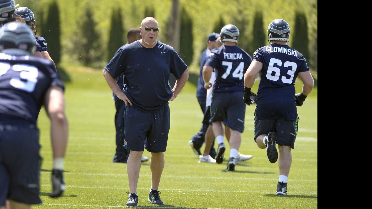 
Seahawks line coach Tom Cable surveys the ingredients he has to work with in his search for the right offensive line combination this season.
