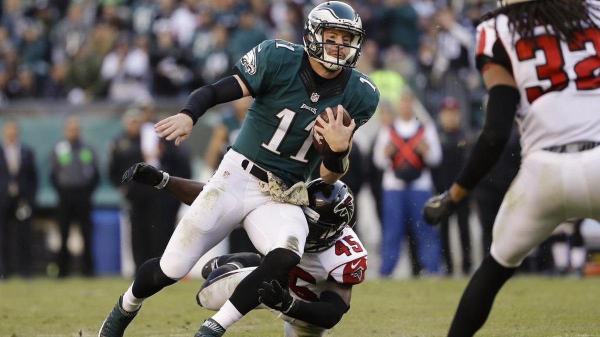Eagles quarterback Carson Wentz during a game against Atlanta last Sunday in Philadelphia.