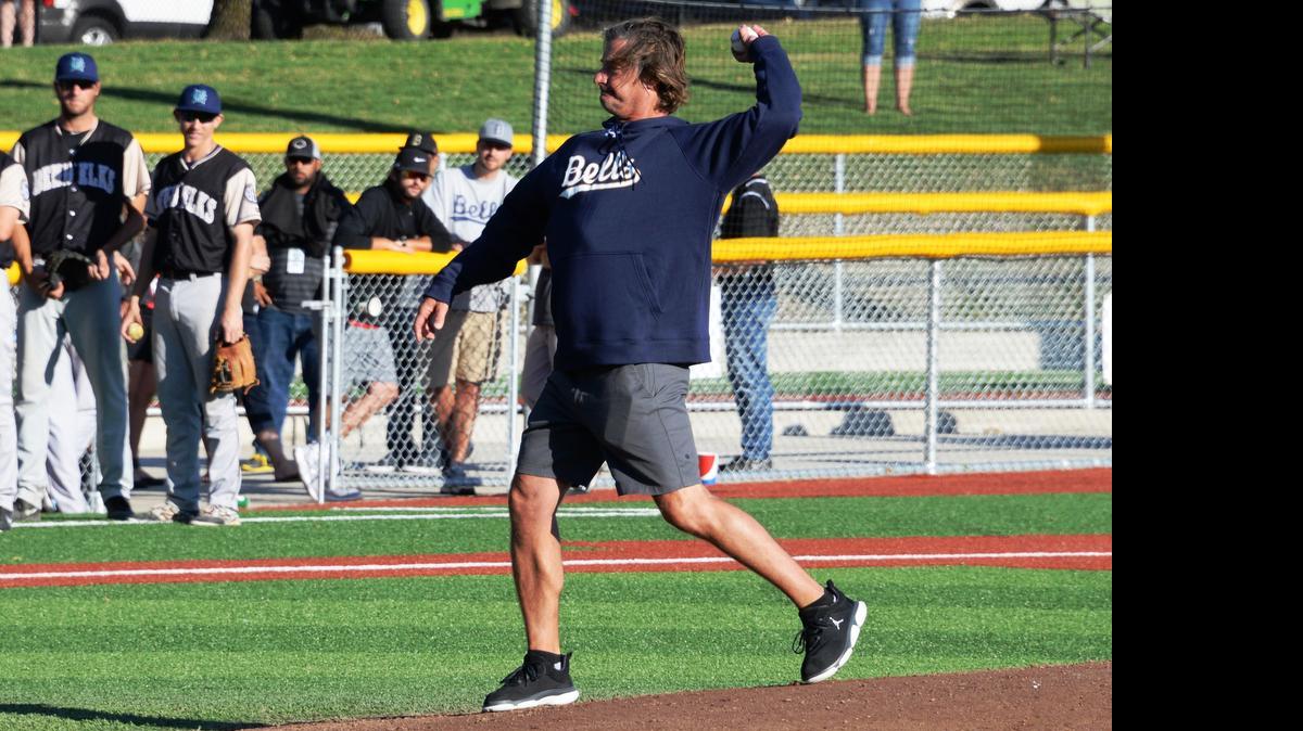 
Jamie Moyer throws a first pitch to start the WCL All-Star game on Monday, July 20, at Joe Martin Field. 
