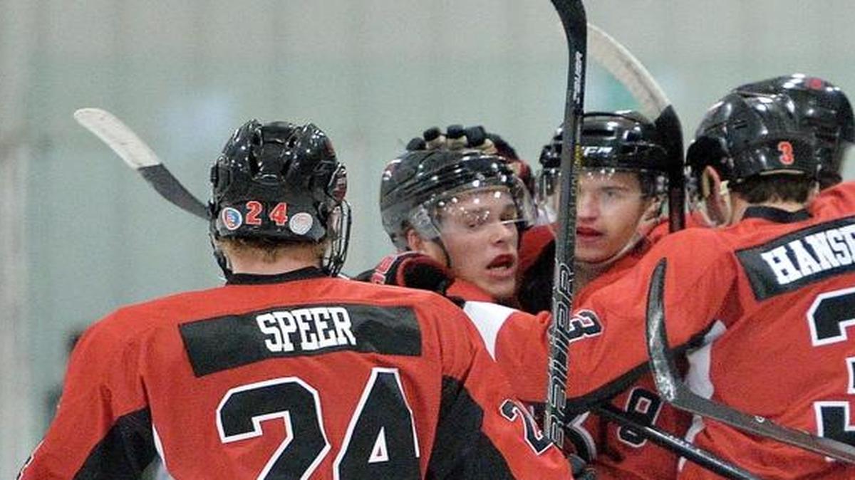 The Bellingham Blazers celebrate during Game 1 of Northern Pacific Hockey League’s 2014 Cascade Cup. The Blazers announced that they will be moving to the Western States Hockey League next season.