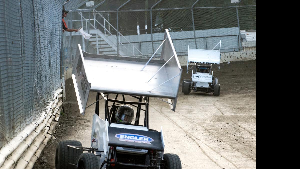 
Jared Peterson takes first in a 600 class heat on day two of the 2015 Clay Cup Nationals on Friday, July 17, at Deming Speedway in Deming.
