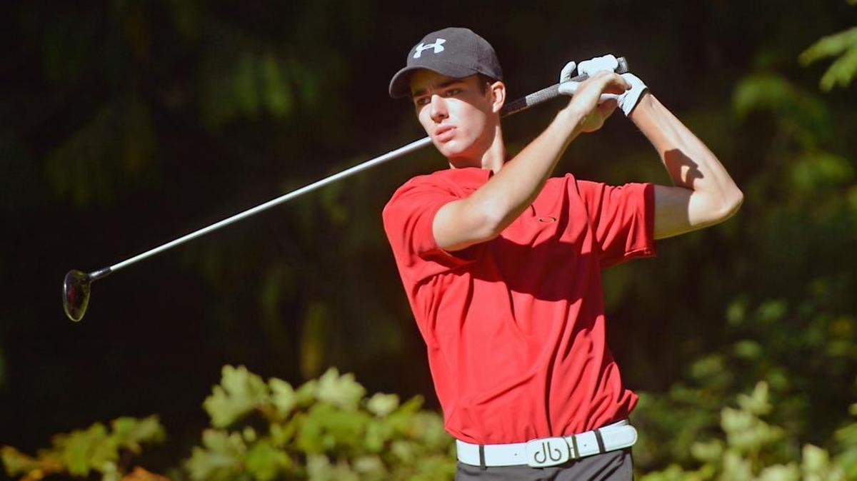 
WWU’s Chris Hatch tees off during the 41st annual Bellingham Amateur on Monday, Sept. 7, at Lake Padden Golf Course.
