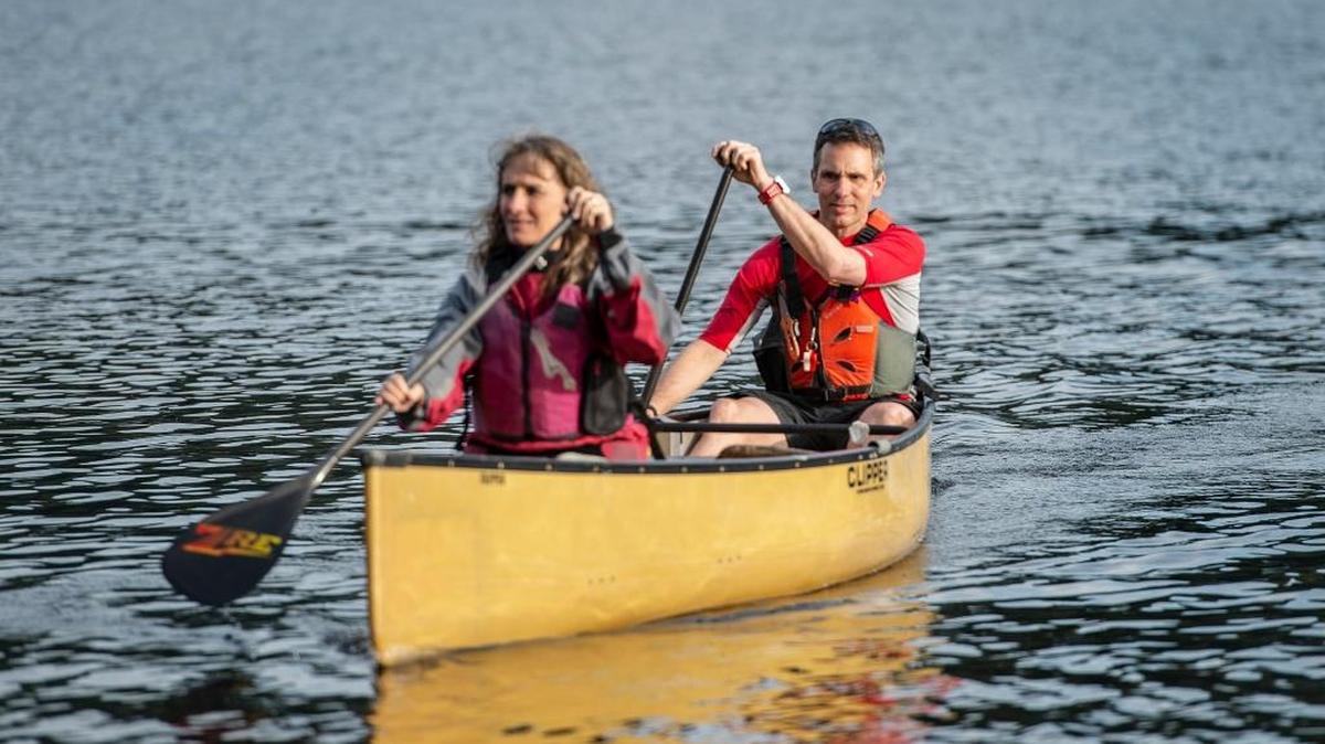 Dr. Michael Mallory and his wife Kim practice their rowing skills for the 2018 Ski to Sea May 3 at Lake Padden. Dr. Mallory is the team leader for the Ski to Sea team Mallory and Sons.