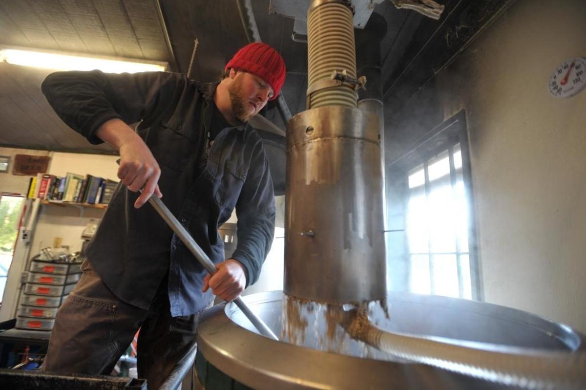 Brew master Eric Jorgensen of the North Fork Brewery works in March 2012 in Deming.
