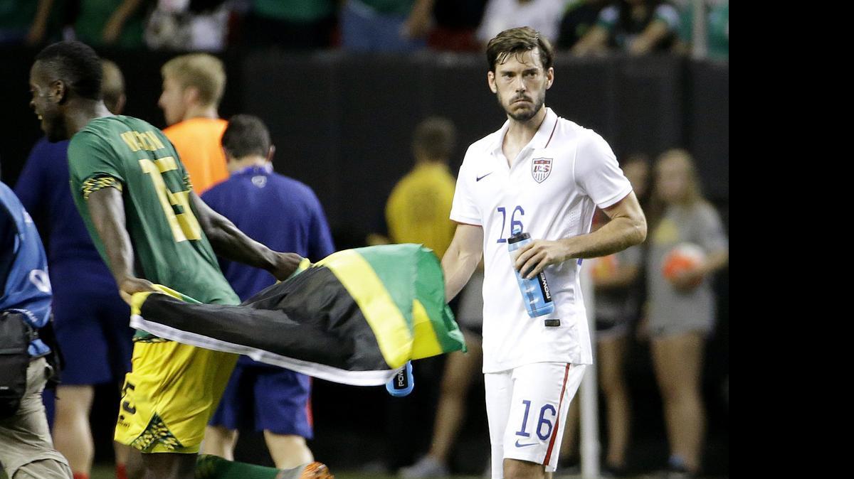 
Defender Brad Evans, right, of the United States returned to training with the Seattle Sounders after playing at the Gold Cup last week against Jamaica in Atlanta.
