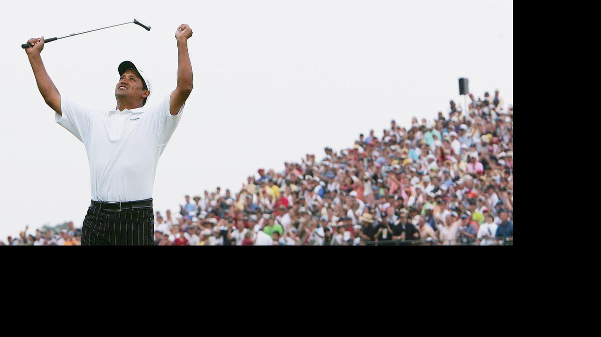 
Michael Campbell of New Zealand celebrates after winning his improbable victory in the U.S. Open in June 2005.
