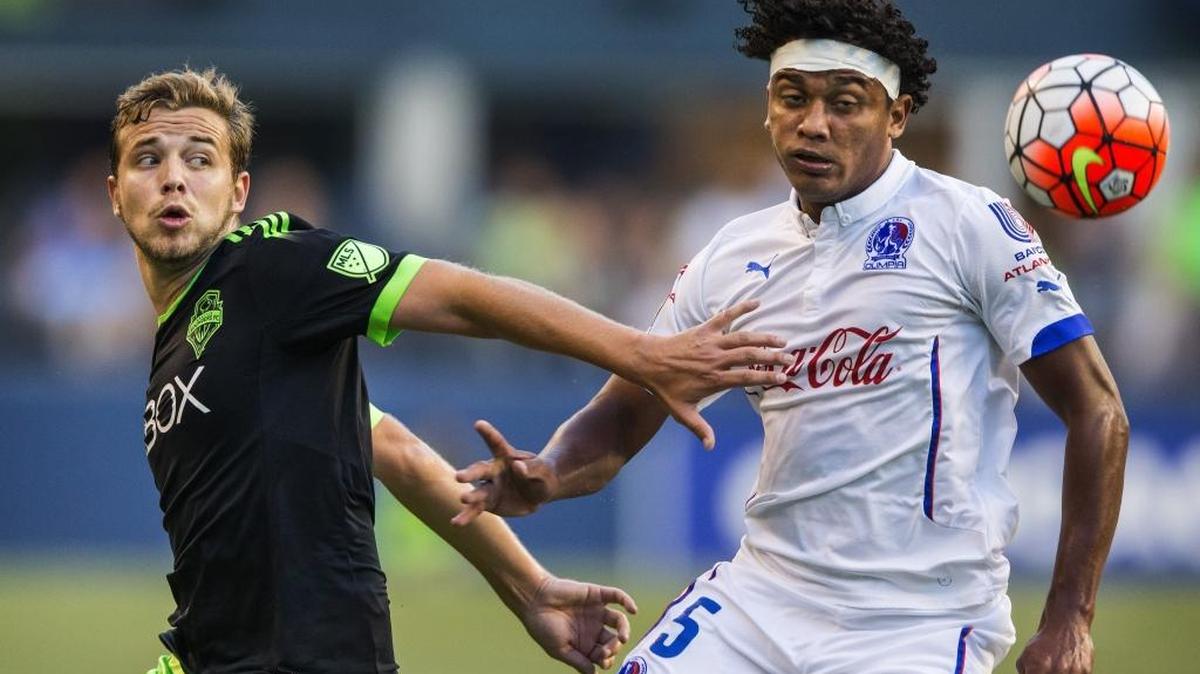 
Seattle Sounders FC's Thomás, left, in CCL action vs. C.D. Olimpia last month in Seattle. 
