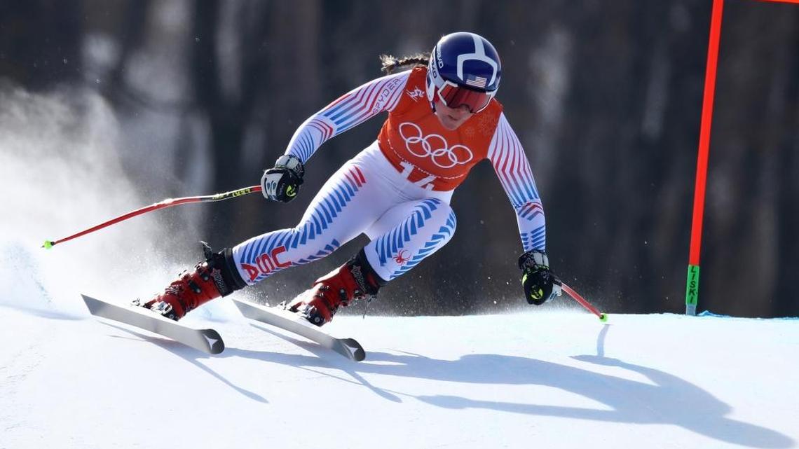 United States’ Breezy Johnson competes in women’s Downhill training at the 2018 Winter Olympics Monday in Jeongseon, South Korea.